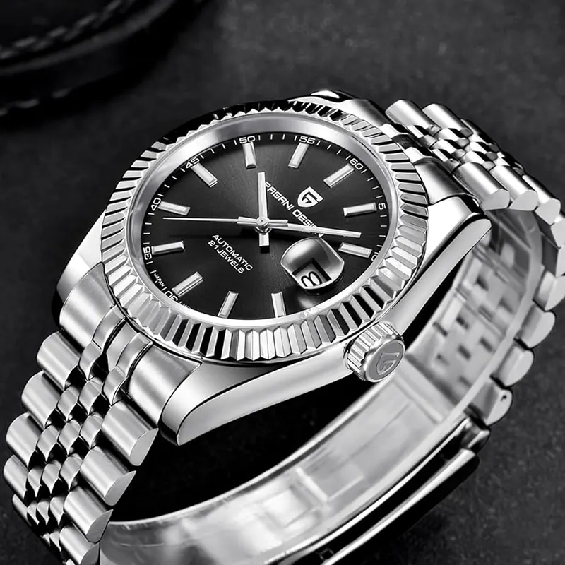 Pagani Design Sapphire Crystal Black Dial Men's Watch- PD-1645